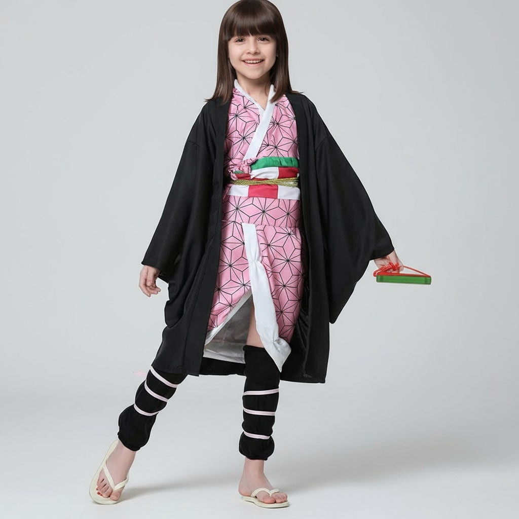 Anime Cosplay Costume Haori Jacket Checkered Pattern Halloween Outfit
