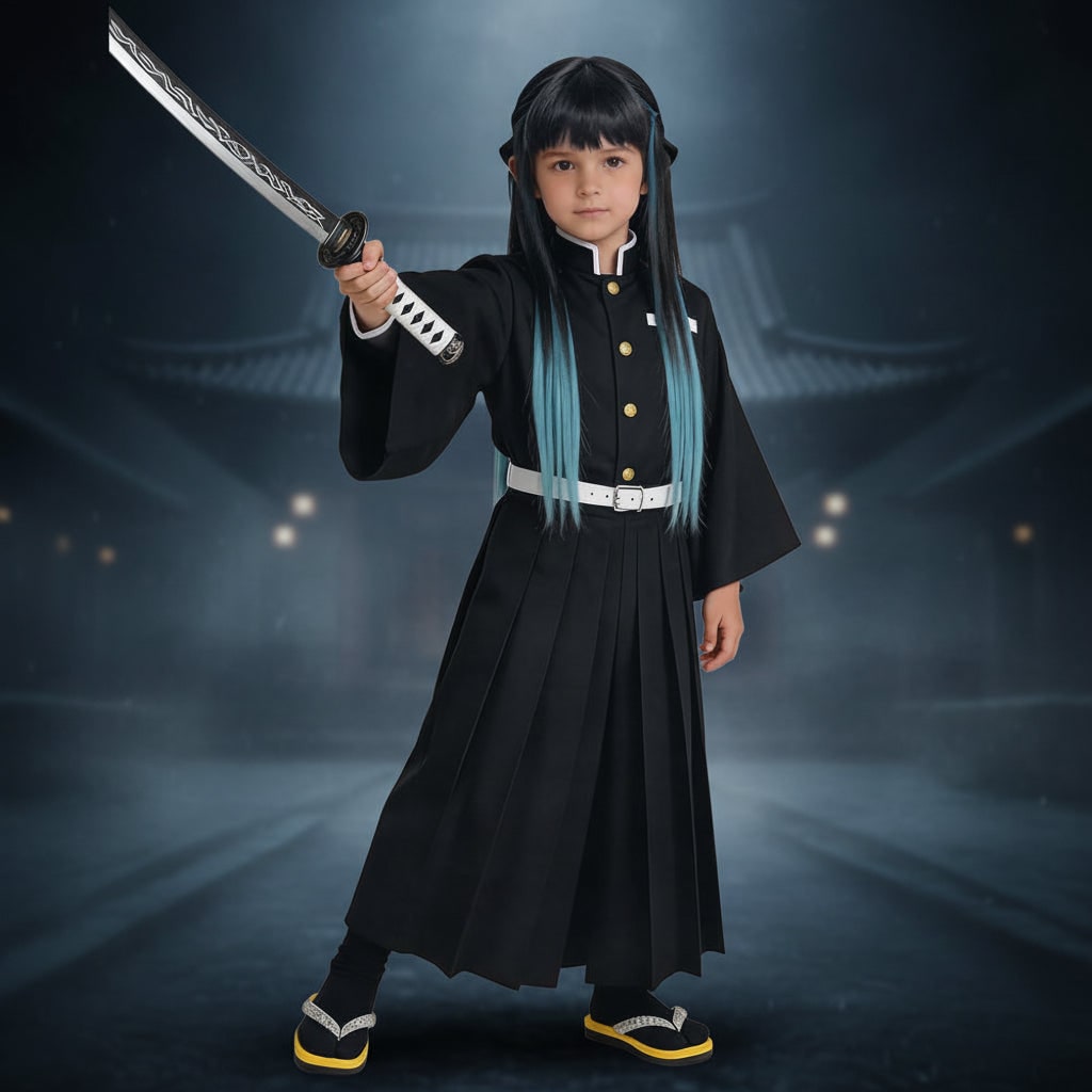 Anime Cosplay Costume High Collar Wide Sleeves Samurai Style Halloween Outfit