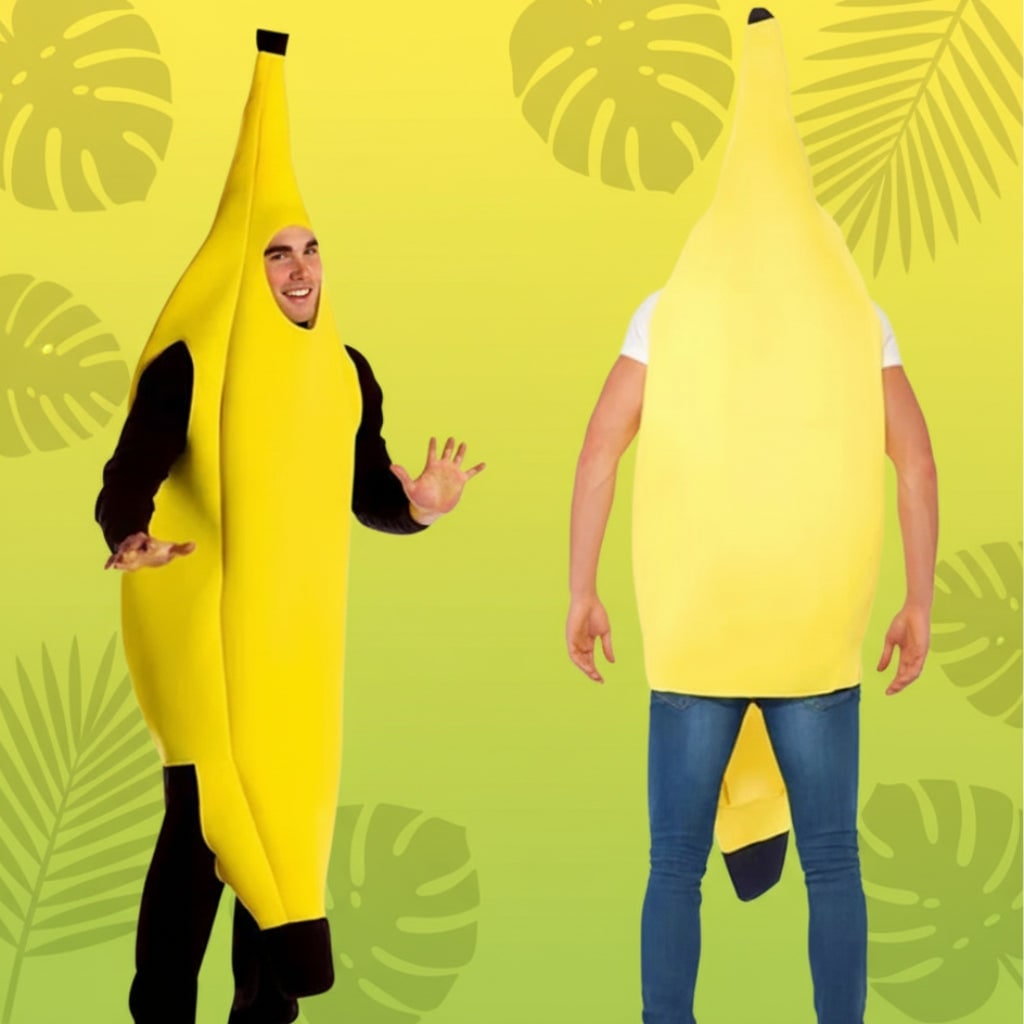 Banana Costume Suit with Face Cutout Slip On Design Halloween
