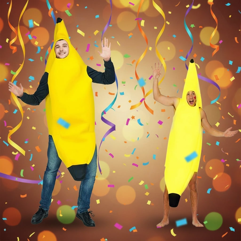 Banana Costume Suit with Face Cutout Slip On Design Halloween