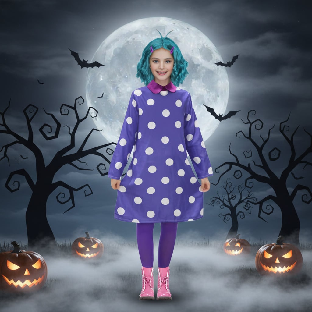 Character Dress Cosplay Costume Polka Dot Pattern Flying Boy Collar Halloween