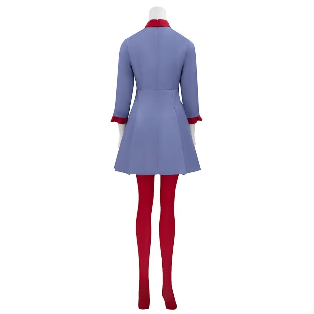Anime Dress Cosplay Costume Outfit with Red Bow and Tights Halloween Party