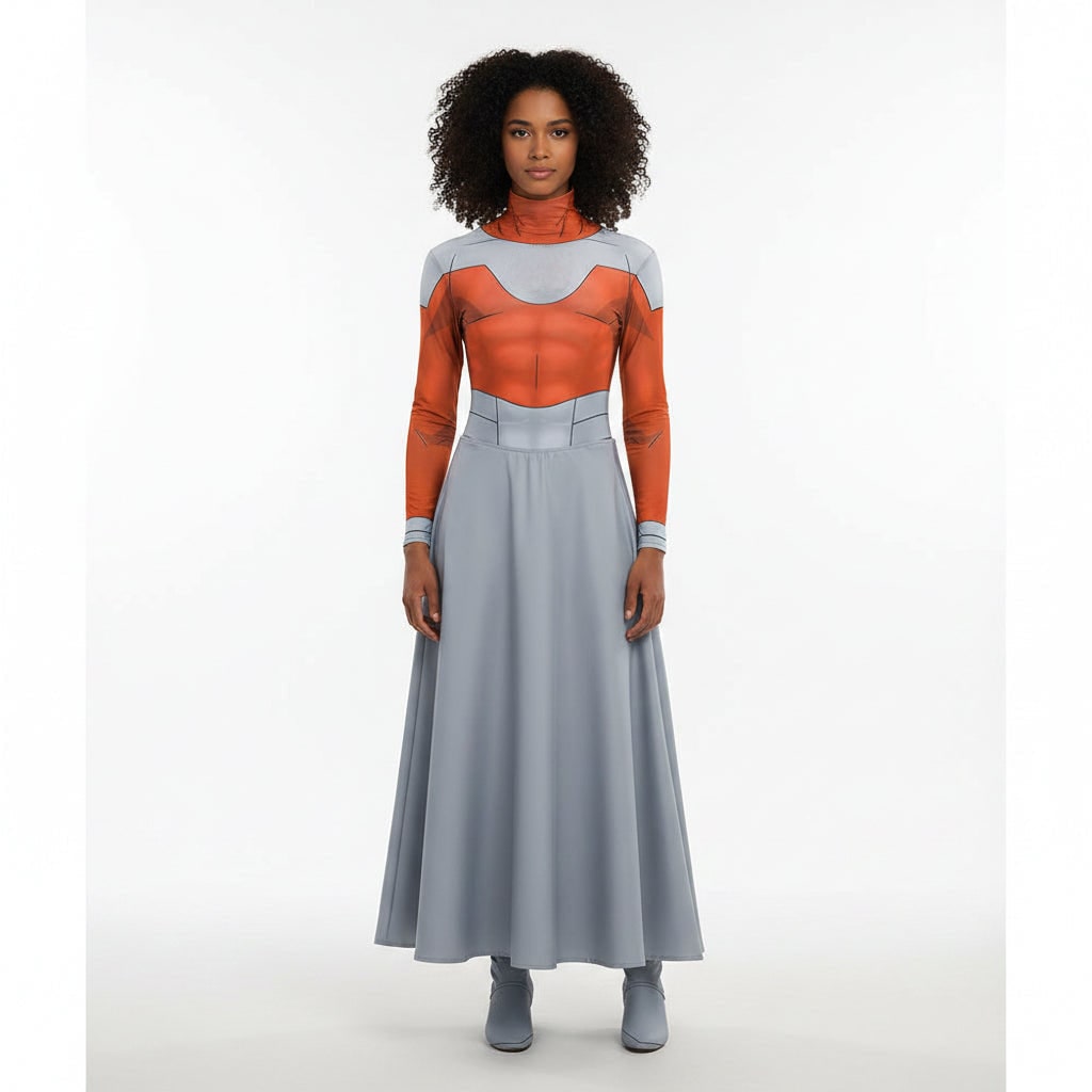 Cosplay Costume Set Sci Fi Armor Print Skirt and Cape Halloween