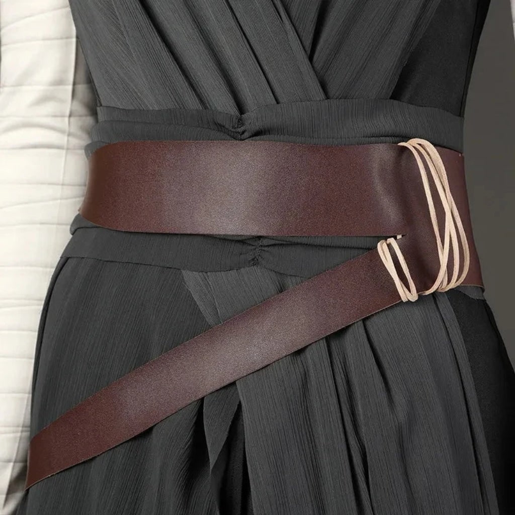 Cosplay Costume Draped Tunic Cropped Pants and Faux Leather Belt Halloween