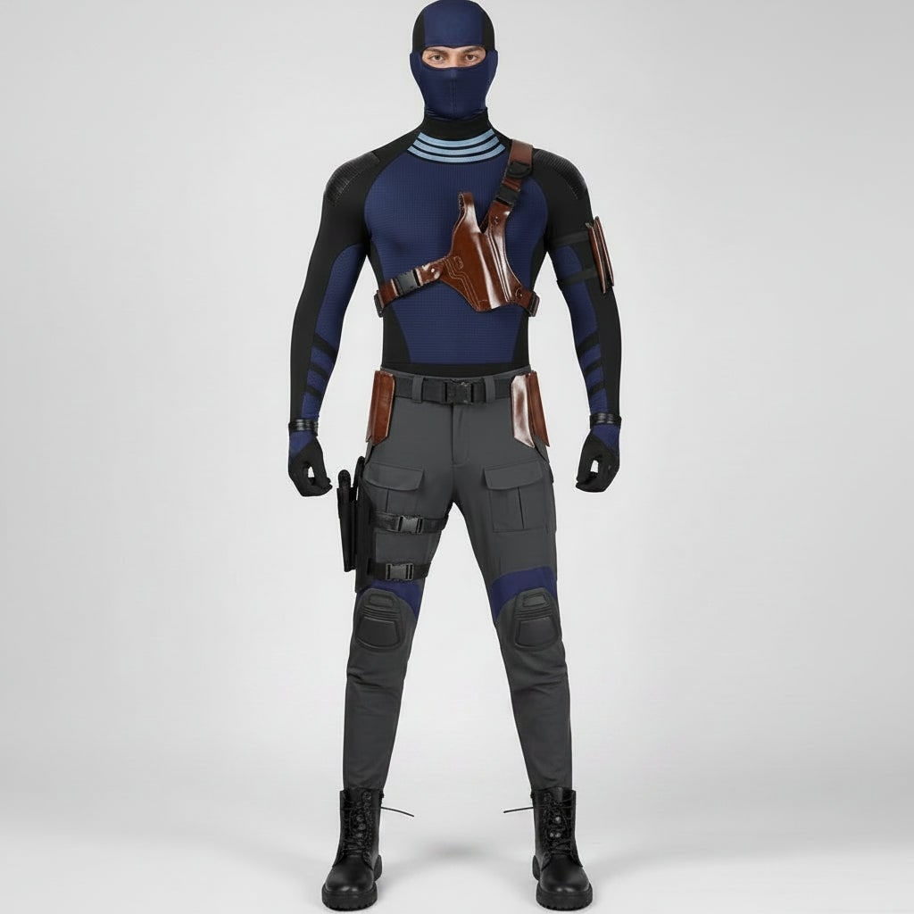 Superhero Cosplay Costume Set with Tactical Mask Harness and Gloves Halloween