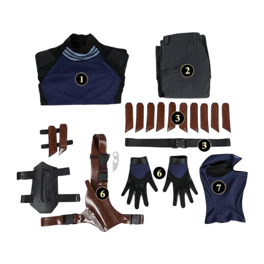 Superhero Cosplay Costume Set with Tactical Mask Harness and Gloves Halloween
