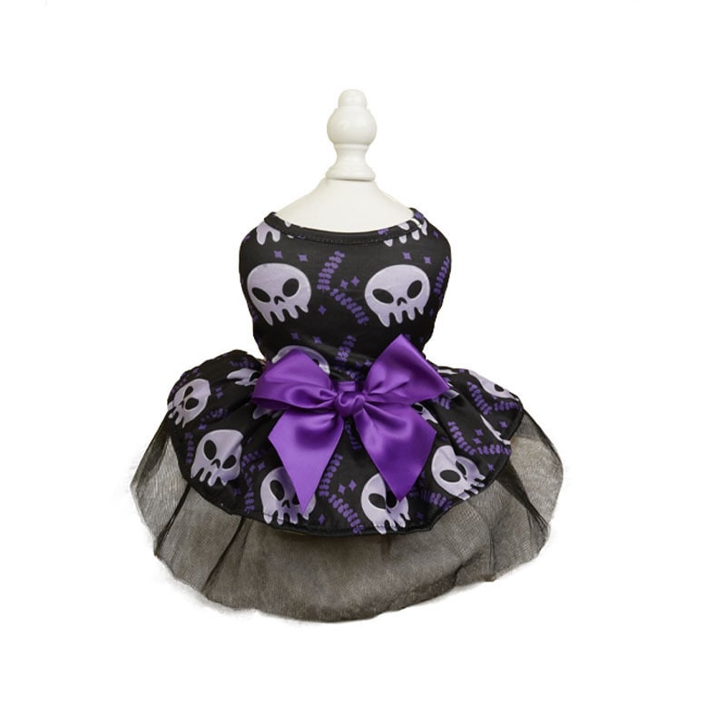 Pet Dog Dress Costume Tutu Skirt Satin Bow Halloween Outfit
