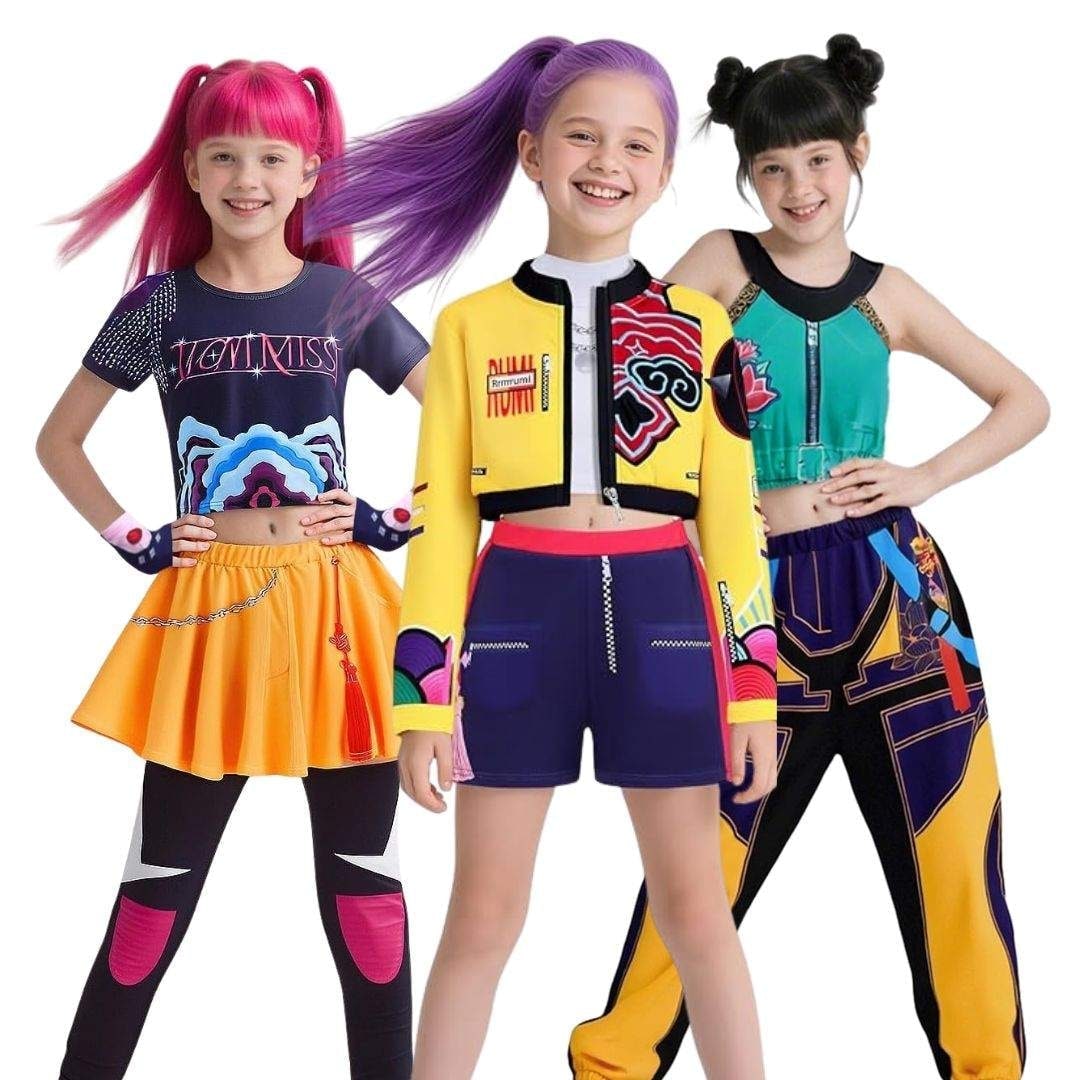 Hip Hop Dance Outfit Crop Top Shorts Joggers Set for Halloween Party Performance