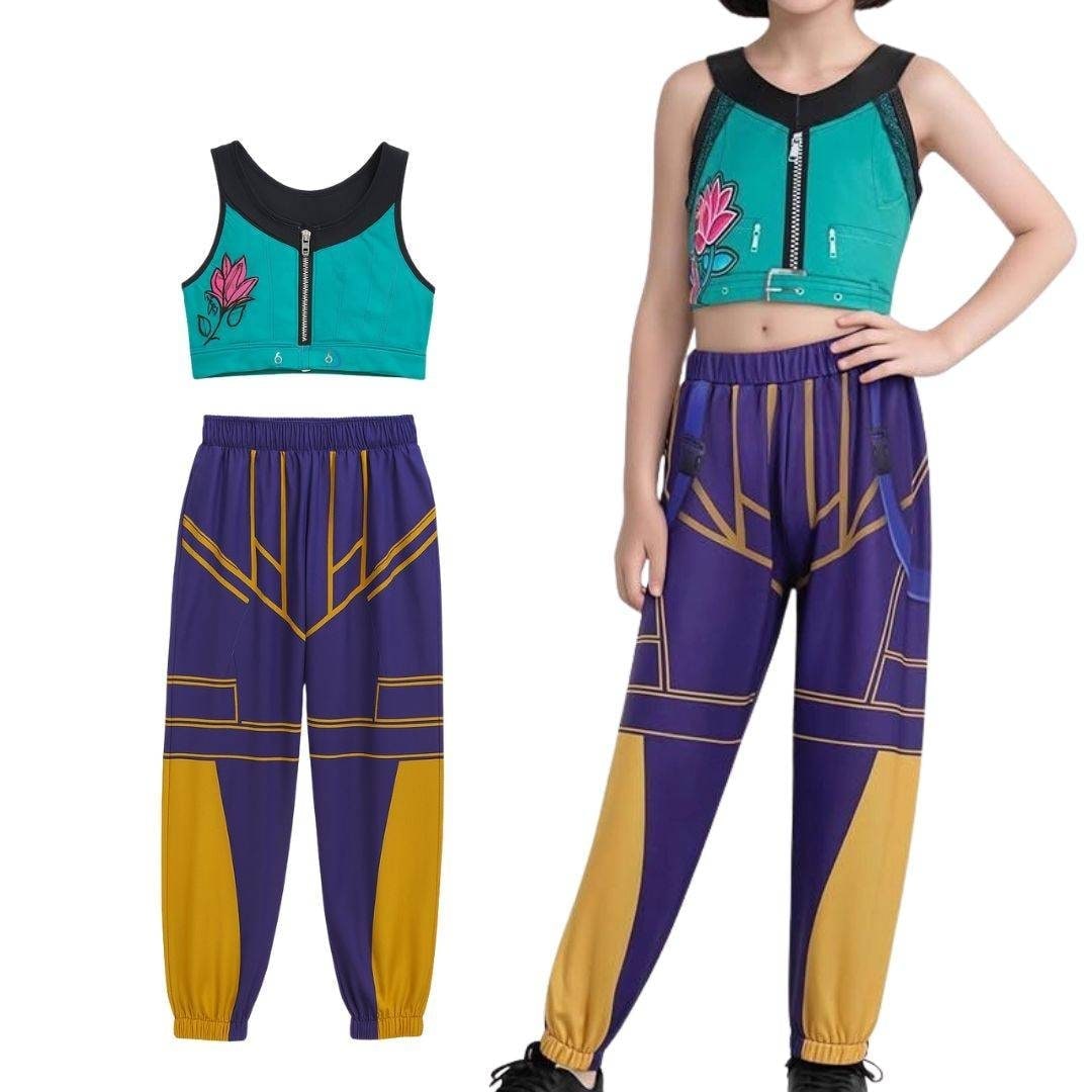 Hip Hop Dance Costume Crop Top Shorts and Joggers Halloween Performance Wear