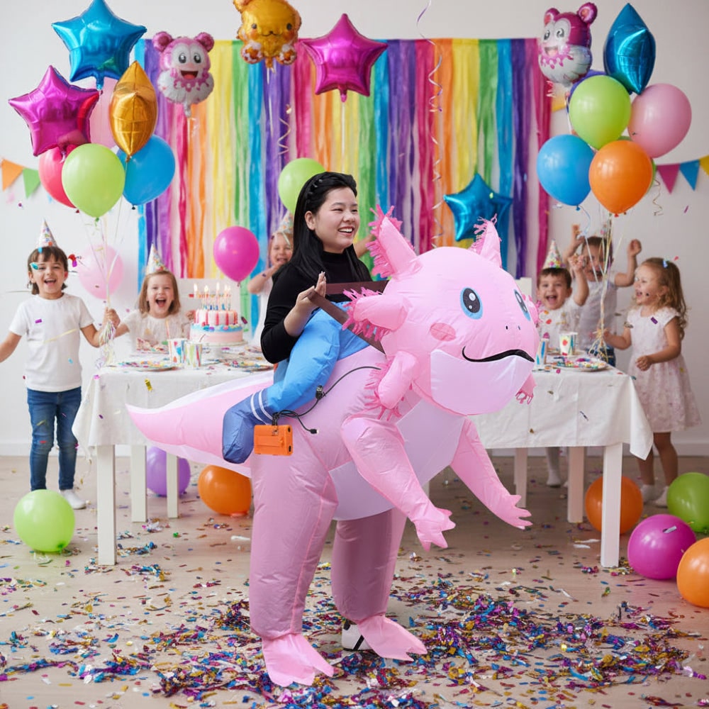 Inflatable Axolotl Costume Full Body with Battery Fan Halloween
