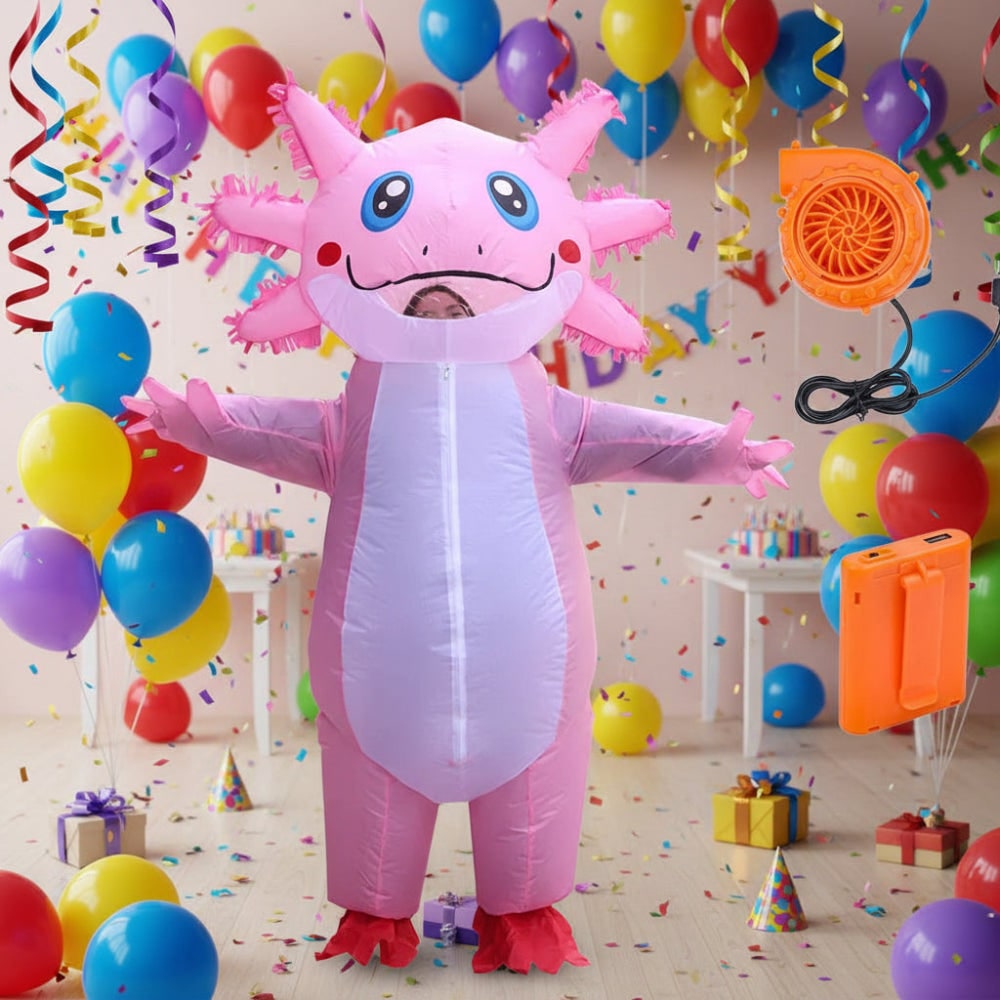 Inflatable Axolotl Costume Full Body with Battery Fan Halloween