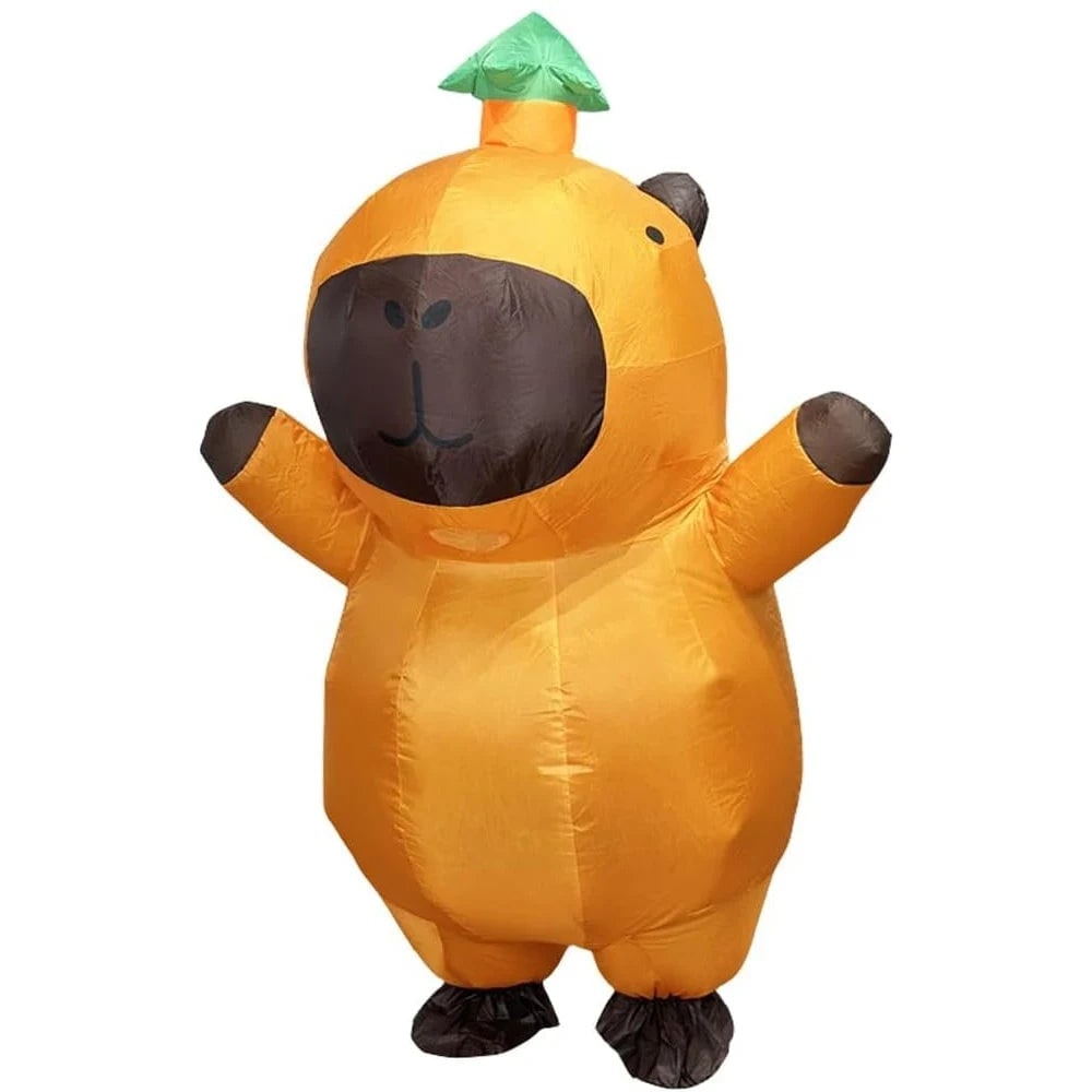 Inflatable Capybara Costume with Leaf Hat and Built In Fan Halloween Animal Suit