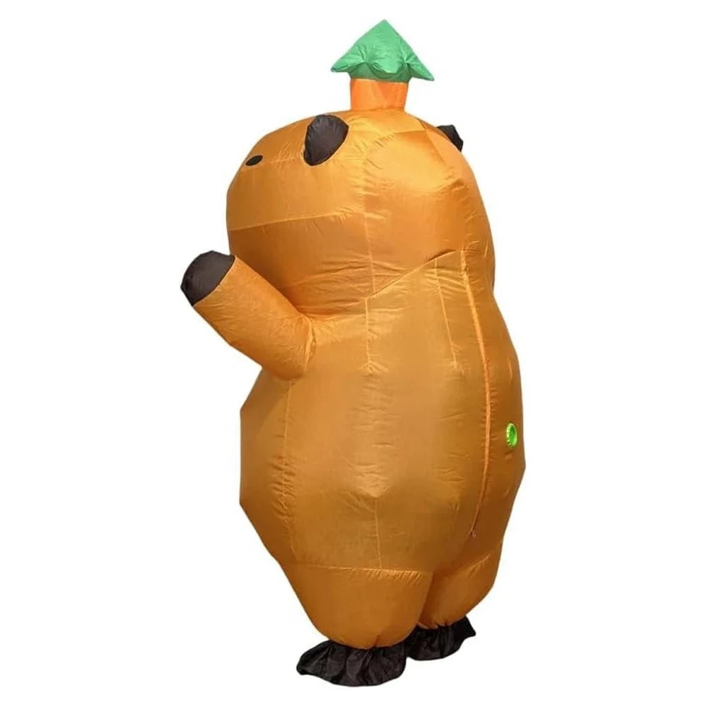 Inflatable Capybara Costume with Leaf Hat and Built In Fan Halloween Animal Suit