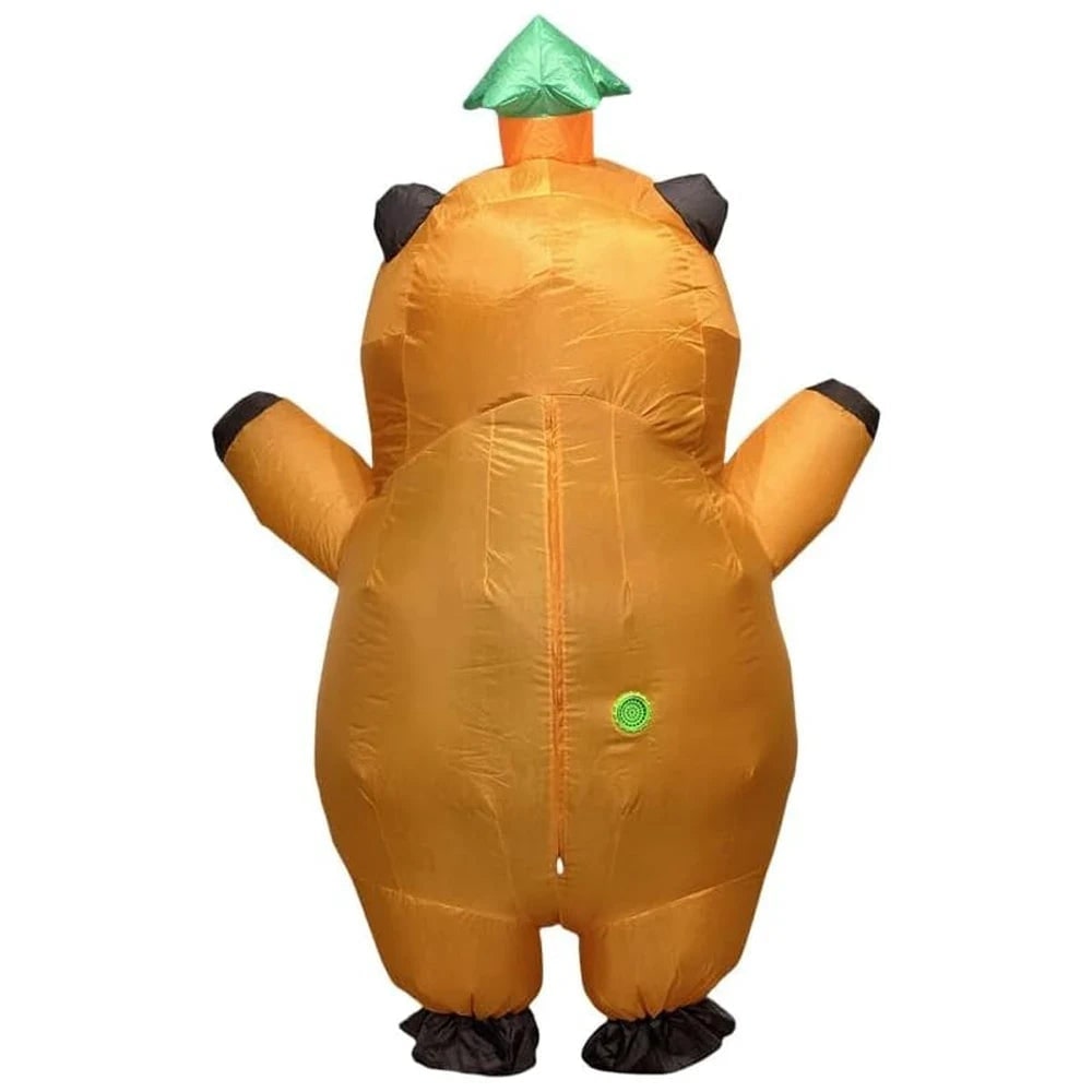 Inflatable Capybara Costume with Leaf Hat and Built In Fan Halloween Animal Suit
