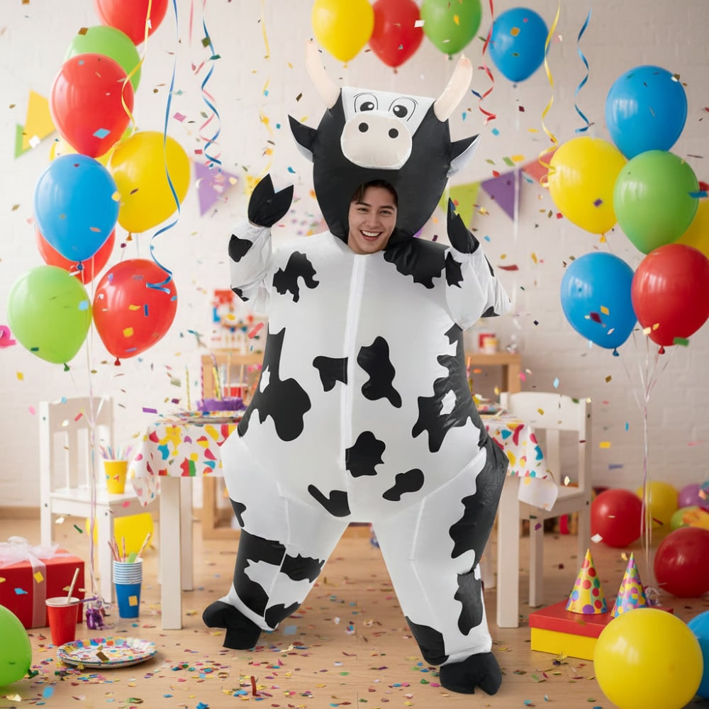 Inflatable Cow Costume Blow Up Animal Suit Halloween