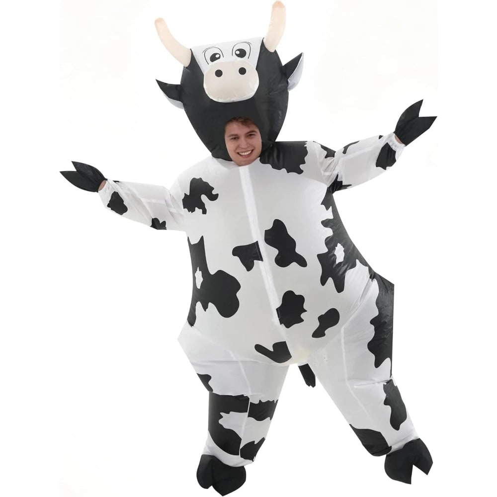 Inflatable Cow Costume Blow Up Animal Suit Halloween