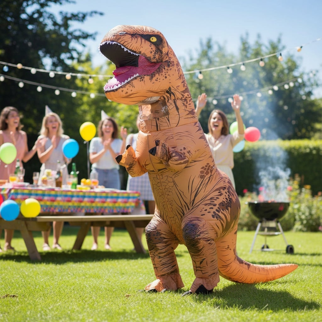 Inflatable T-Rex Costume Blow Up Dinosaur Outfit with Built In Fan Halloween