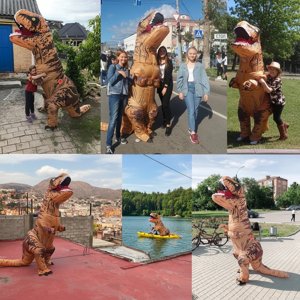 Blow Up T-Rex Inflatable Dinosaur Costume Outfit Built In Fan Halloween