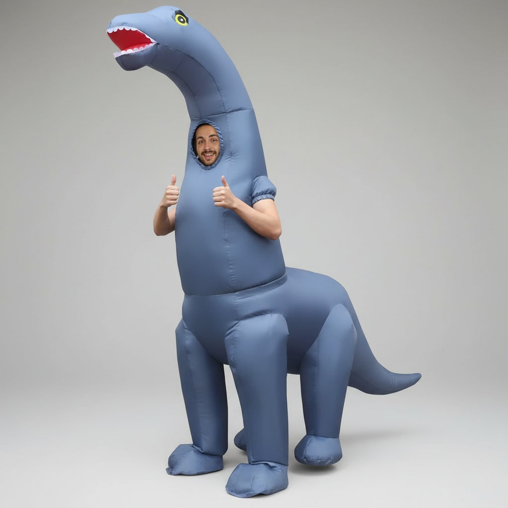 Inflatable Dinosaur Costume with Long Neck and Tail Halloween Cosplay Suit
