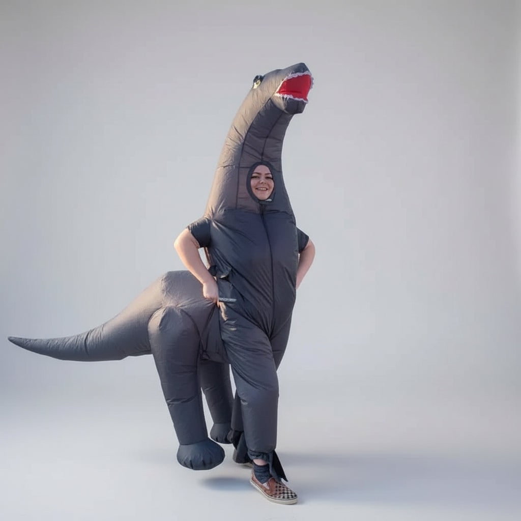Inflatable Dinosaur Costume with Long Neck and Tail Halloween Cosplay Suit