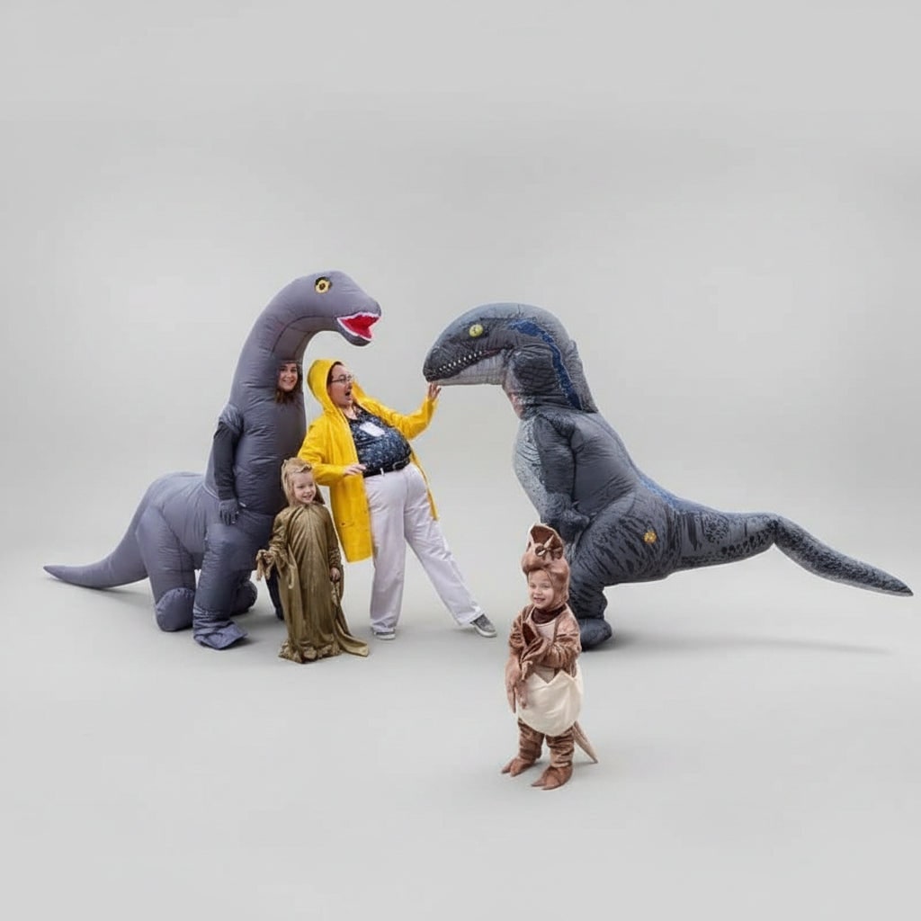 Inflatable Dinosaur Costume with Long Neck and Tail Halloween Cosplay Suit