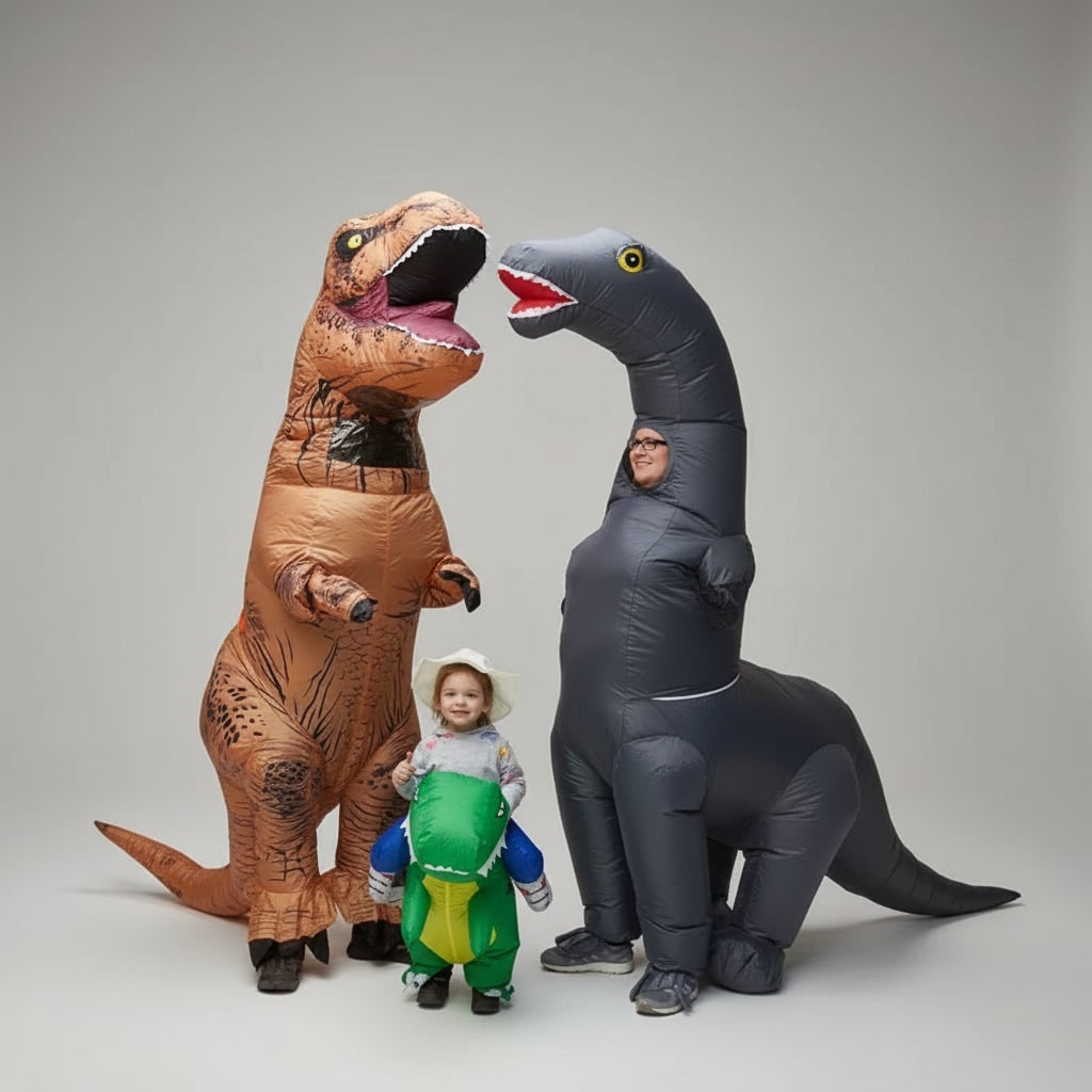 Inflatable Dinosaur Costume with Long Neck and Tail Halloween Cosplay Suit