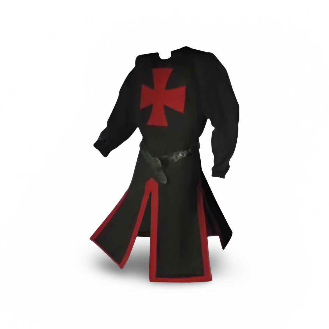 Medieval Knight Costume Tunic Hooded with Templar Cross Halloween Cosplay