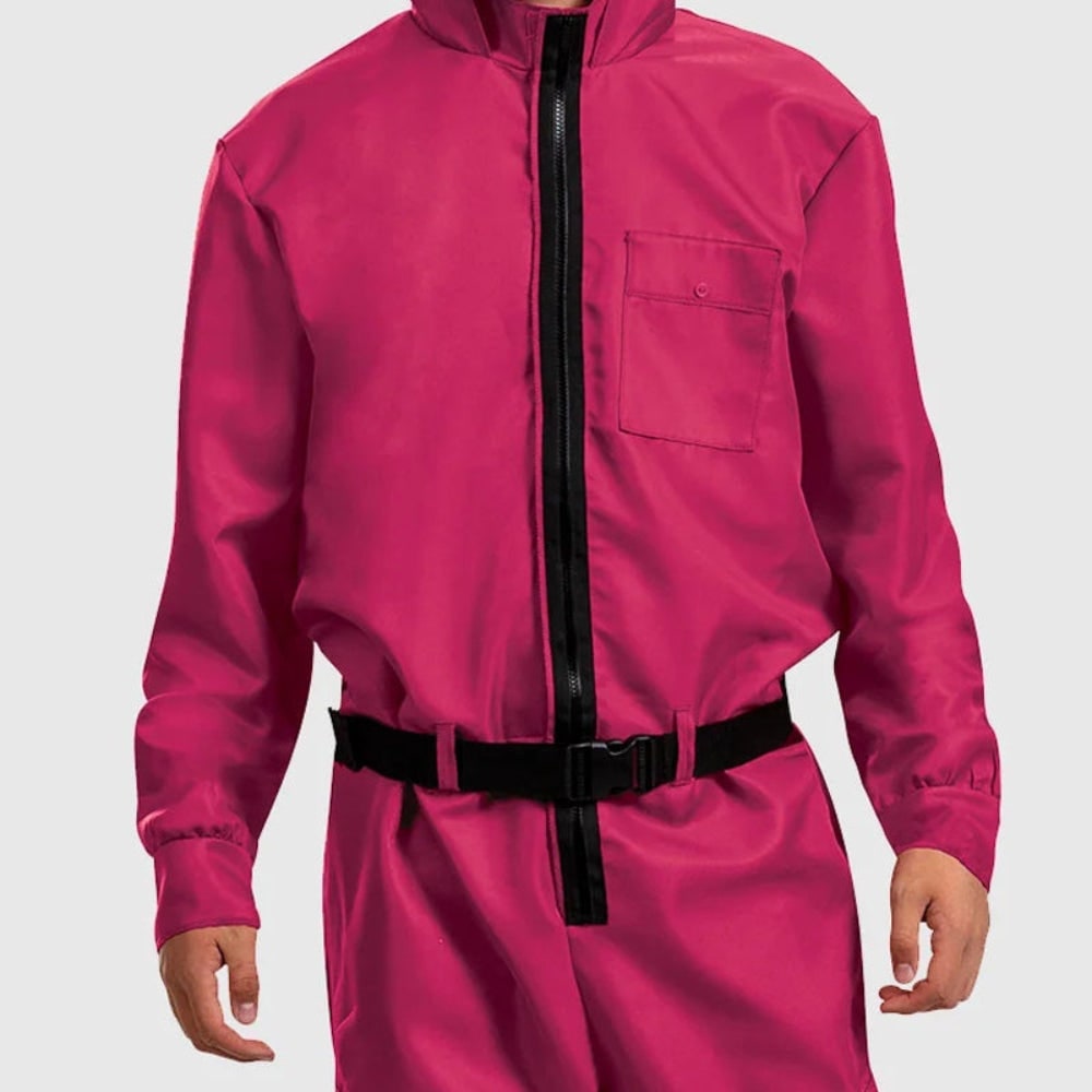 Pink Jumpsuit Costume with Belt for Halloween Party
