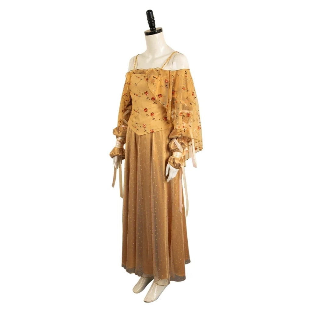 Plus Size Medieval Dress Costume Embroidered Bodice Glitter Tulle Skirt Halloween