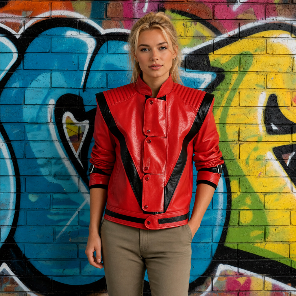 Red Leather Biker Jacket Halloween Costume