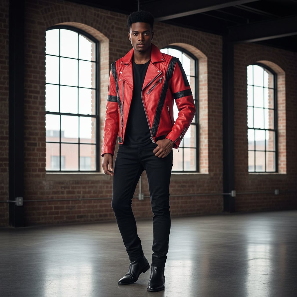 Red Leather Biker Jacket Halloween Costume