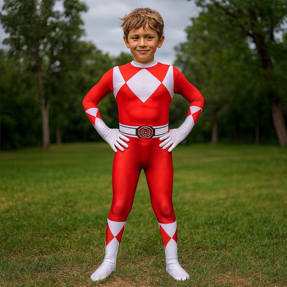 Superhero Park Ranger Costume Jumpsuit with Mask Halloween