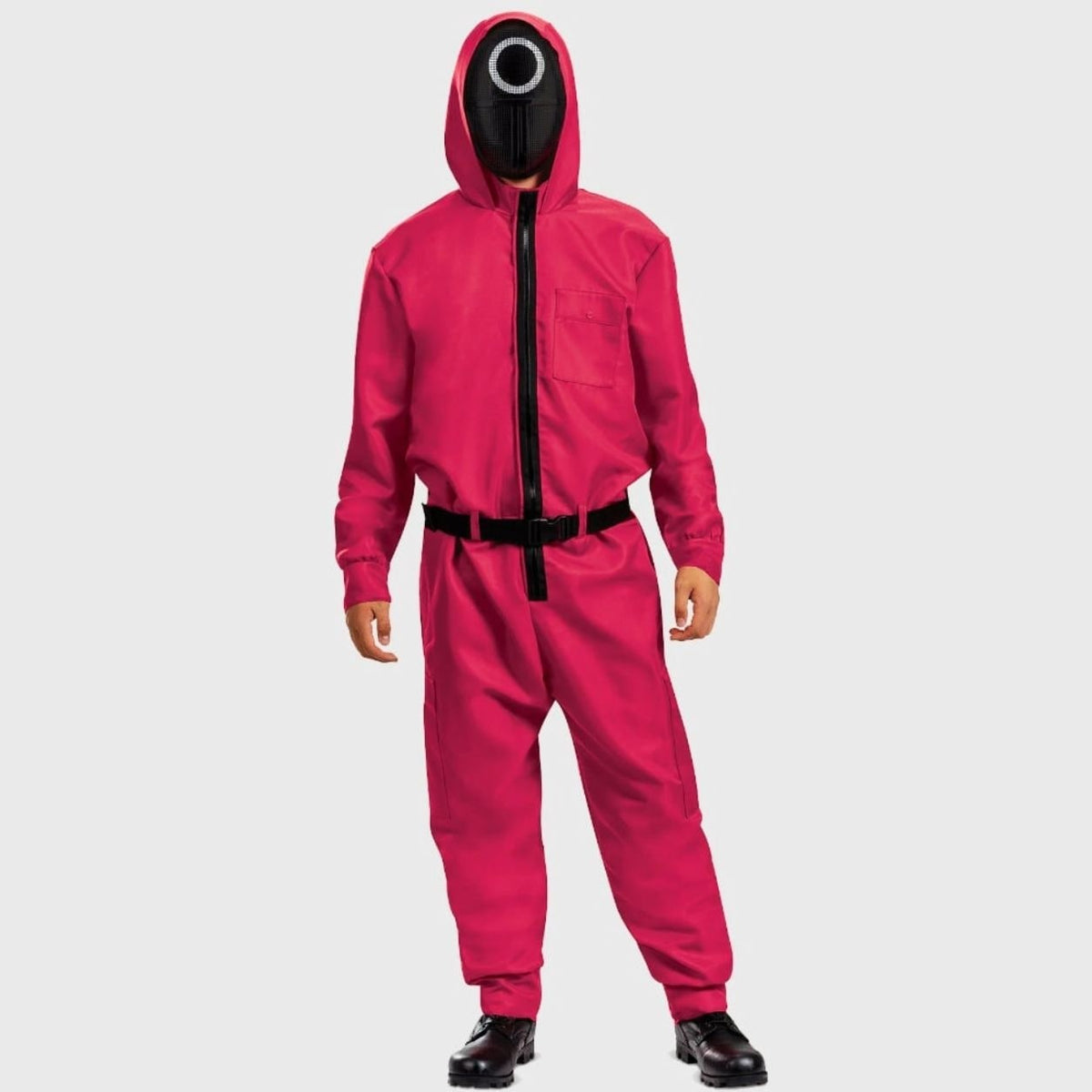 Halloween survival game Costume Jumpsuit Outfit with Hooded Design Guard Mask and Belt