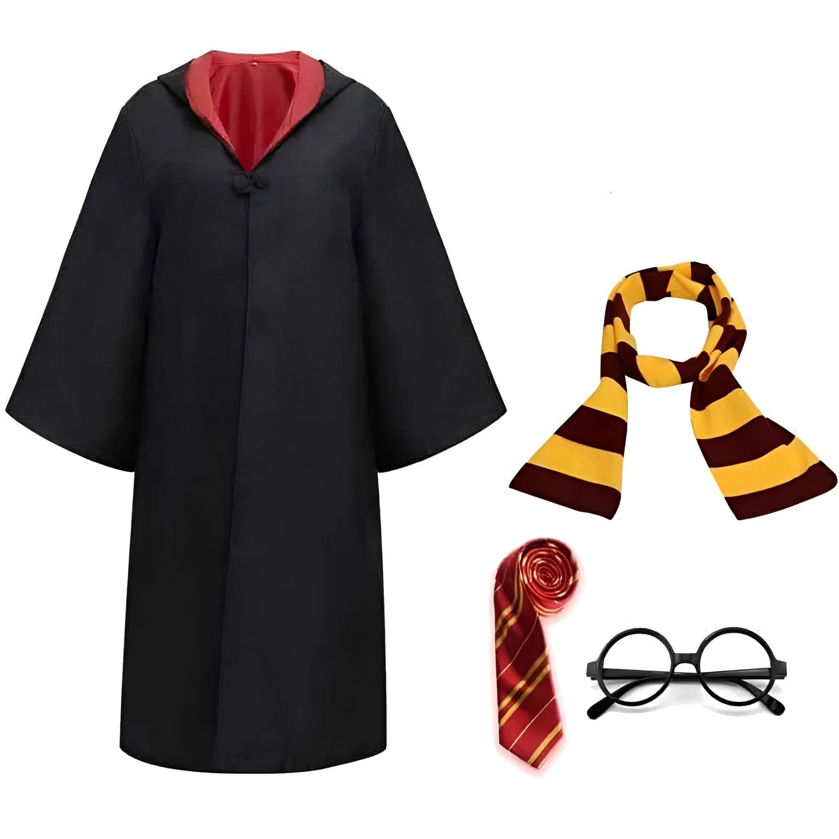 Wizard Halloween Costume Robe Set Striped Scarf Tie Glasses