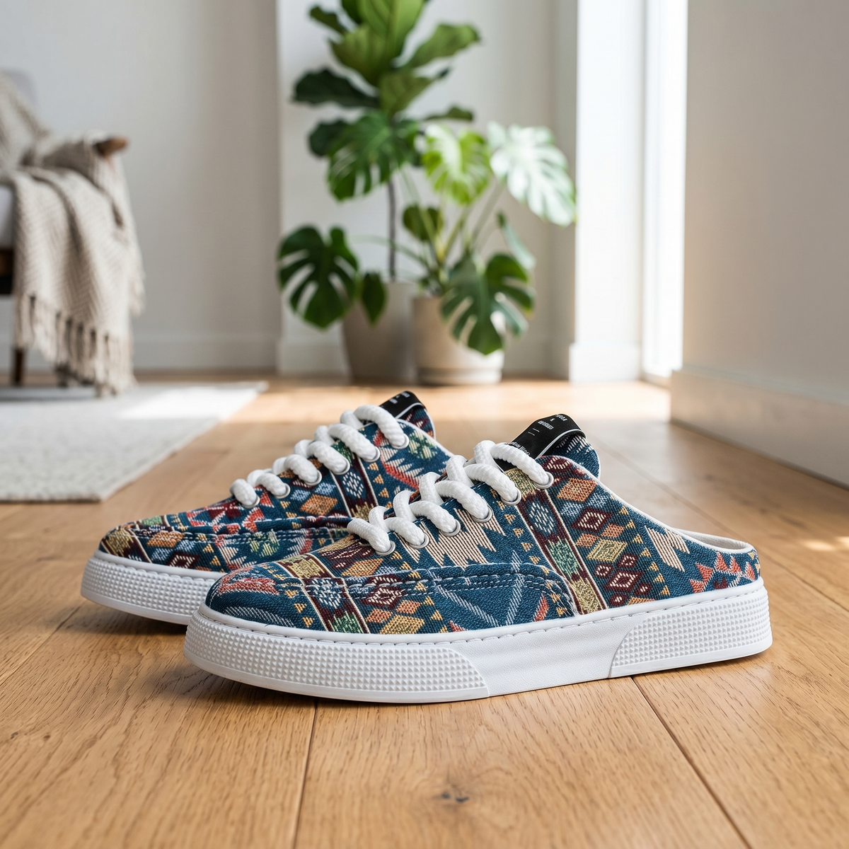 Men's Canvas Half Shoes – Backless Slip-On Mule Sneakers