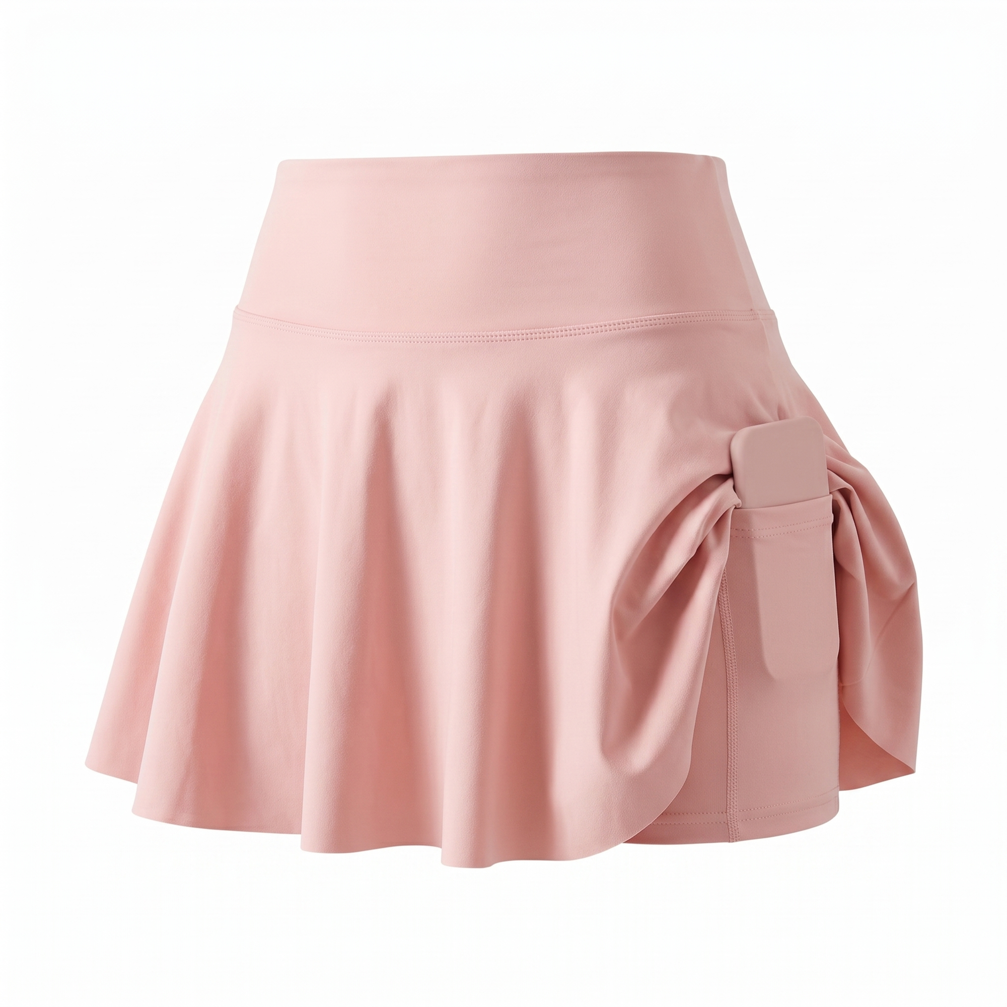 Pink high-waisted pleated tennis skirt with built-in shorts