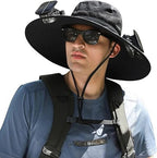 Men's Cooling Sun Hat with Dual Fan and Solar Powered Fans