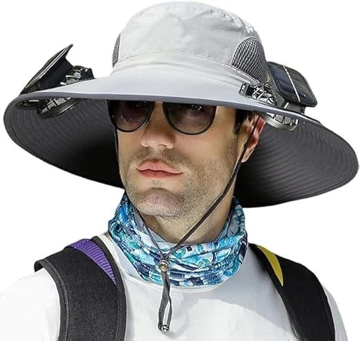 Men's Cooling Sun Hat with Dual Fan and Solar Power