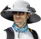 Men's Cooling Sun Hat with Dual Fan and Solar Powered Fans