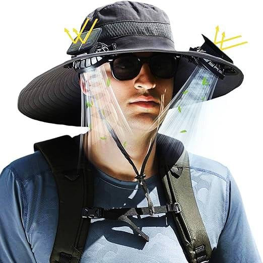 Men's Cooling Sun Hat with Dual Fan and Solar Power