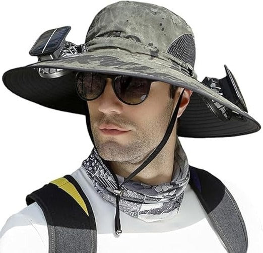 Men's Cooling Sun Hat with Dual Fan and Solar Power