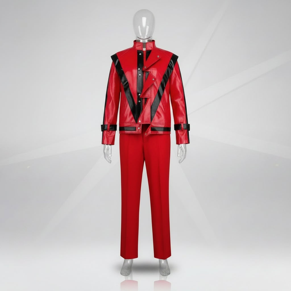 Kids Thriller Cosplay Costume Faux Leather Jacket and Pants Halloween