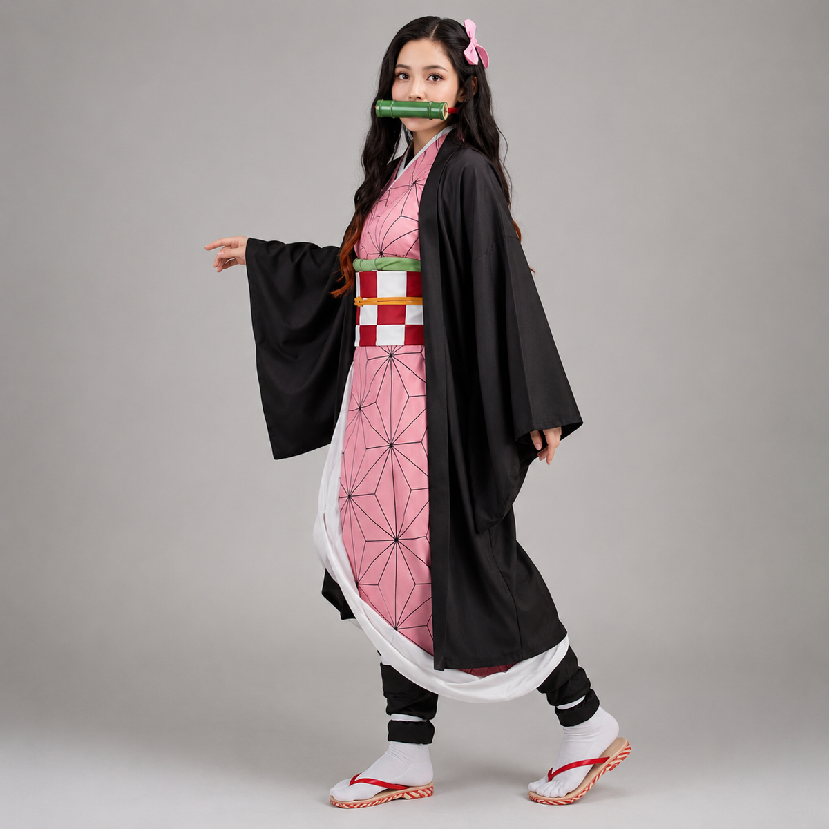 Kids Anime Cosplay Outfit Set Kimono Haori Jacket Wide Leg Wraps Halloween