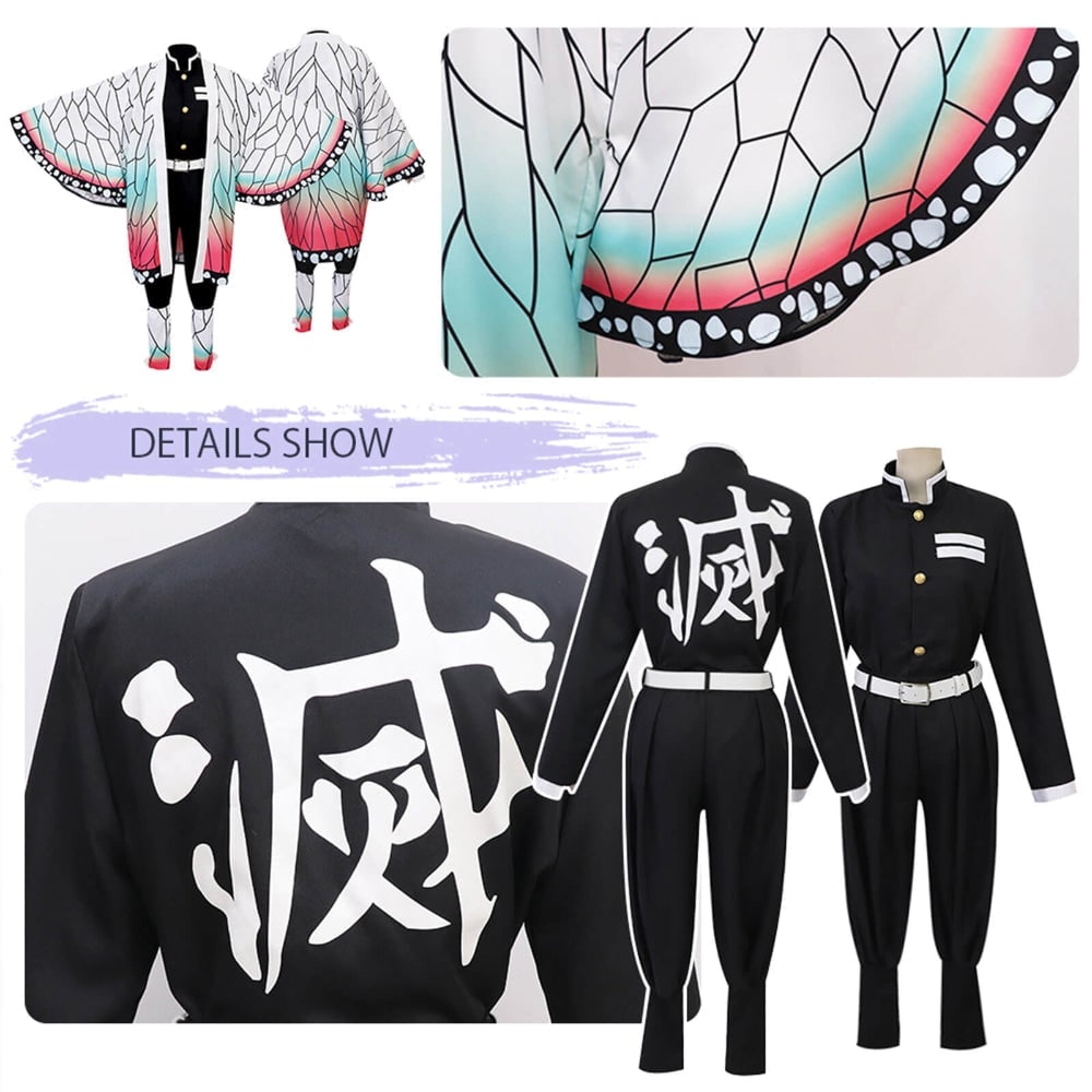 Kids Anime Cosplay Outfit Set Kimono Haori Jacket Wide Leg Wraps Halloween