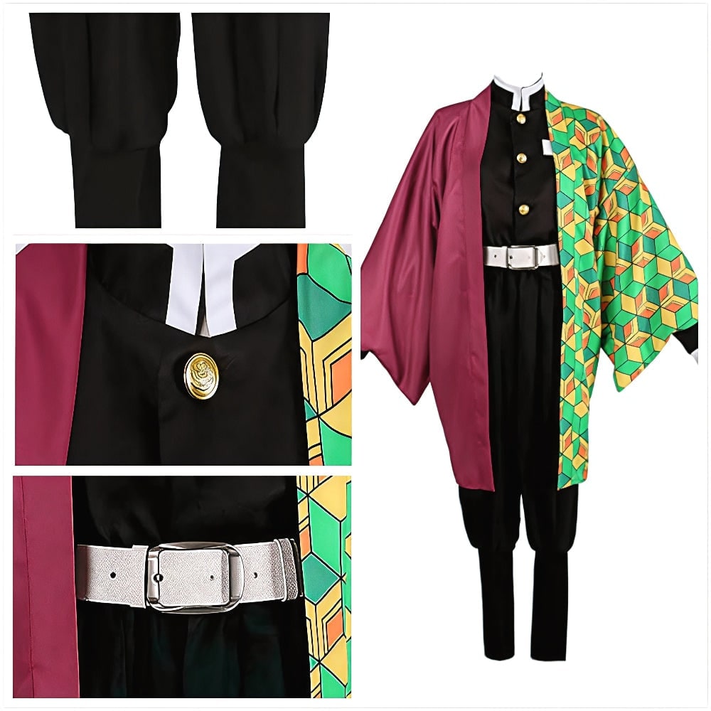 Kids Anime Cosplay Outfit Set Kimono Haori Jacket Wide Leg Wraps Halloween