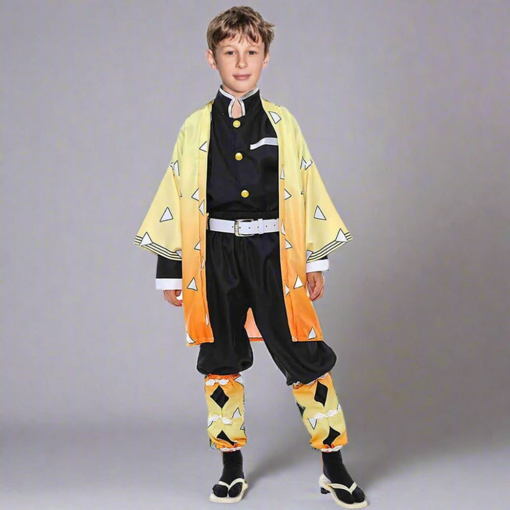 Kids Anime Cosplay Outfit Set Kimono Haori Jacket Wide Leg Wraps Halloween
