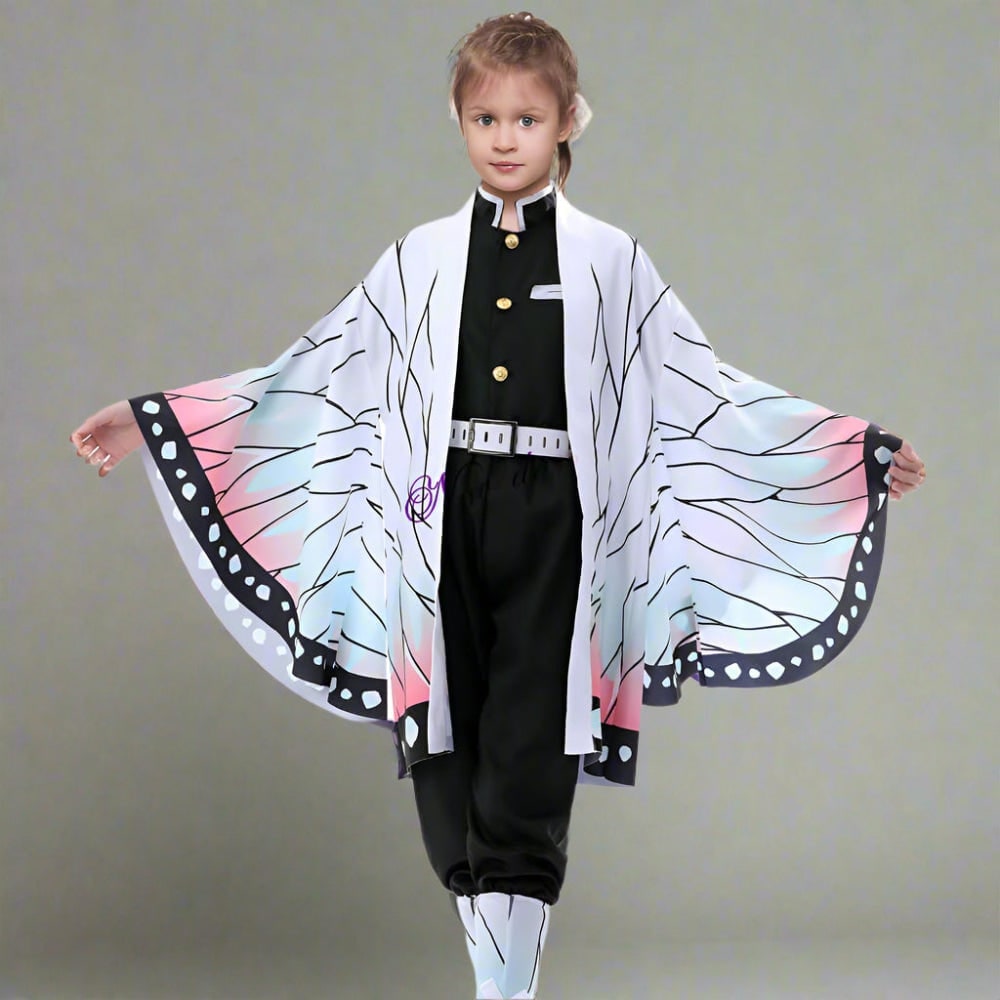 Kids Anime Cosplay Outfit Set Kimono Haori Jacket Wide Leg Wraps Halloween
