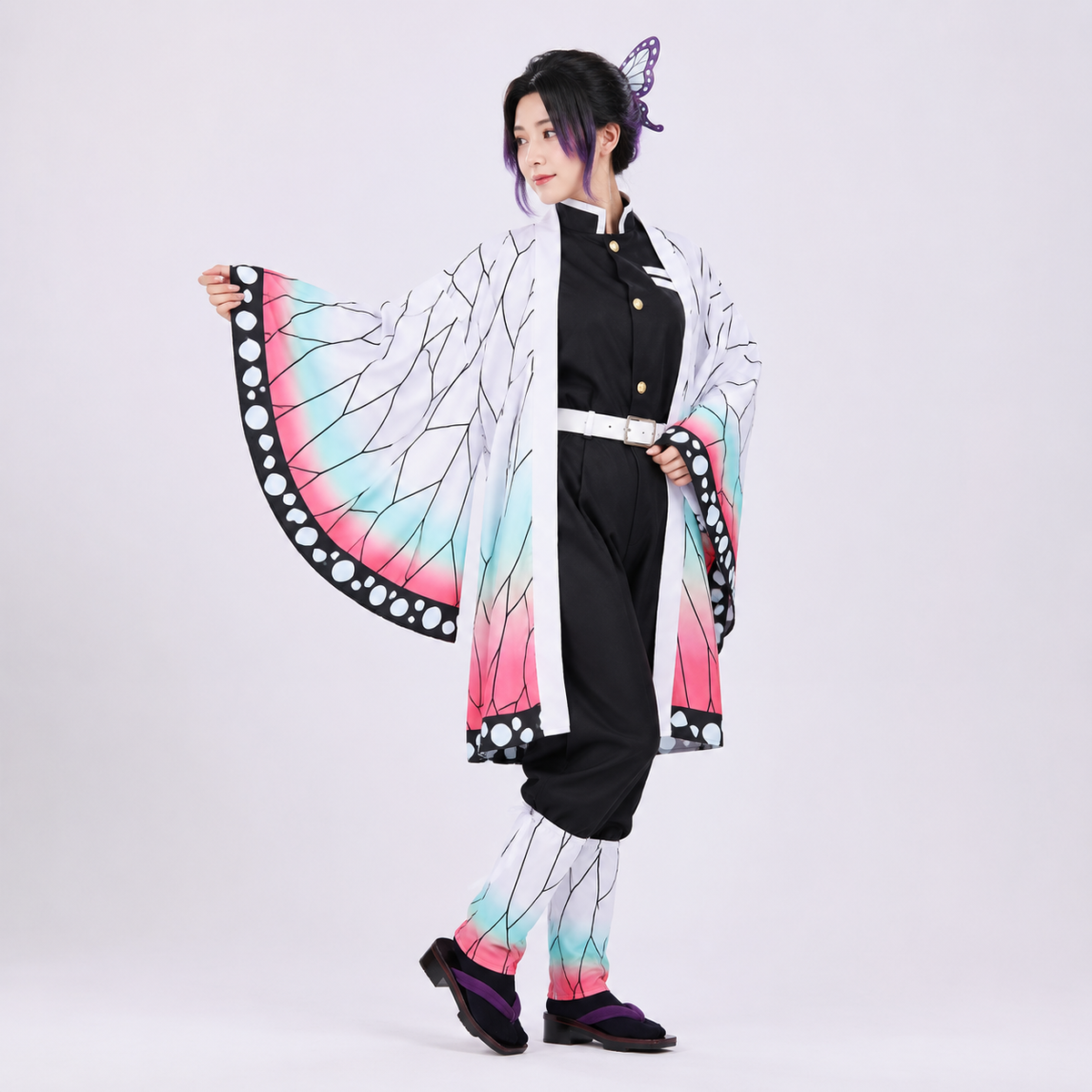 Kids Anime Cosplay Costume Butterfly Kimono Jacket Five Piece Set Halloween