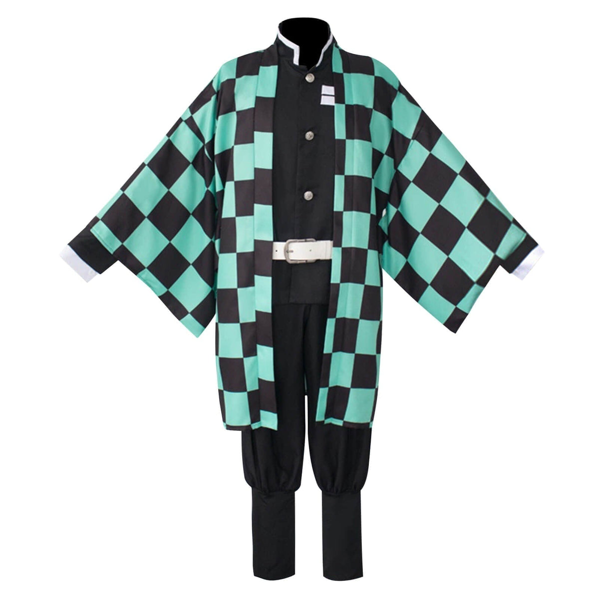 Kids Anime Cosplay Costume Checkered Haori Jacket Character Accessories Halloween Party