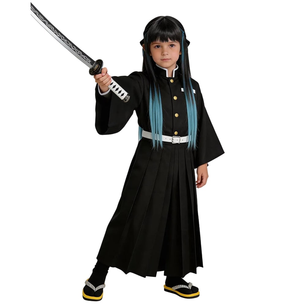 Kids Anime Cosplay Costume High Collar Jacket Wide Leg Pants Gold Buttons Halloween